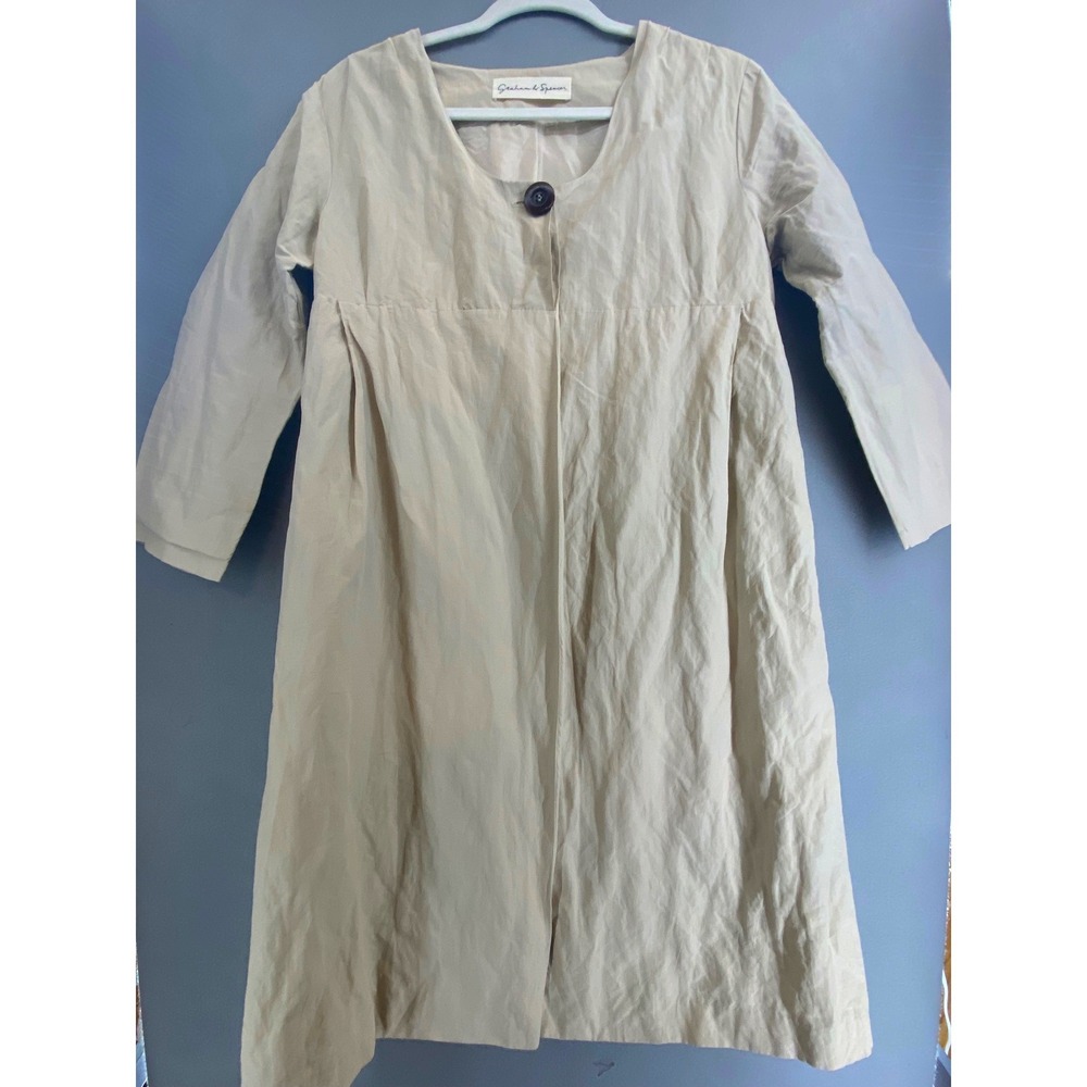 Graham & Spencer Beige Empire Waist Button Front 3/4 Sleeve Coat Jacket Sand